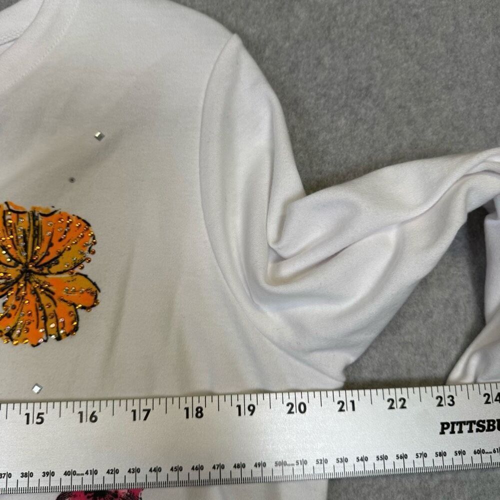 Vintage Quacker Factory Jeanne Bice Women’s M White Floral Embroidered Cardigan - Picture 5 of 7